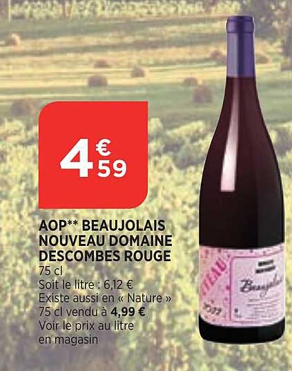 aop beaujolais nouveau domaine descombes rouge