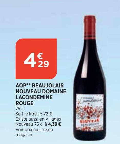 aop beaujolais nouveau domaine lacondemine rouge