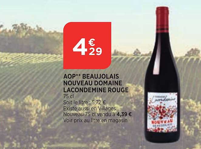 aop beaujolais nouveau domaine lacondemine rouge