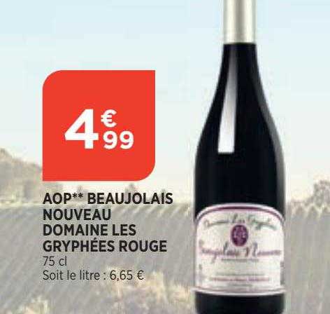 aop beaujolais nouveau domaine les gryphées rouge