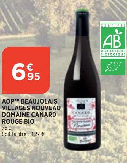 aop beaujolais villages nouveau domaine canard rouge bio