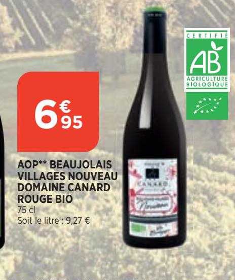 aop beaujolais villages nouveau domaine canard rouge bio