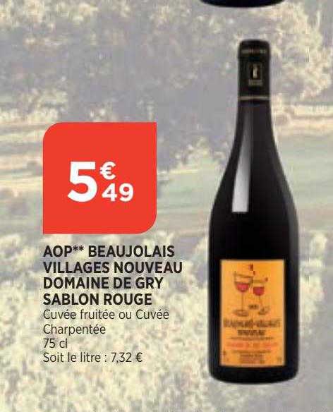 Aop Beaujolais Villages Nouveau Domaine De Gry Sablon Rouge