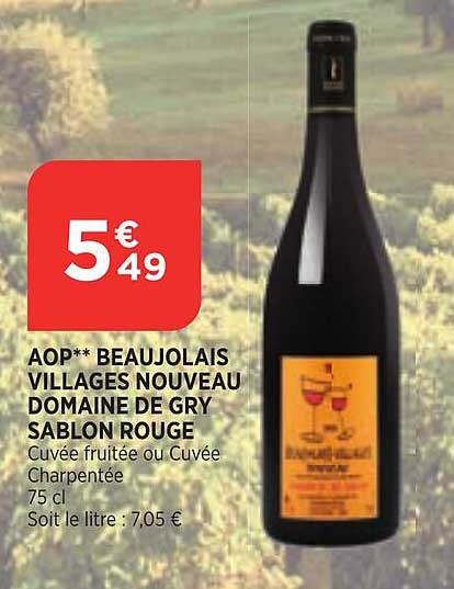 aop beaujolais villages nouveau domaine de gry sablon rouge