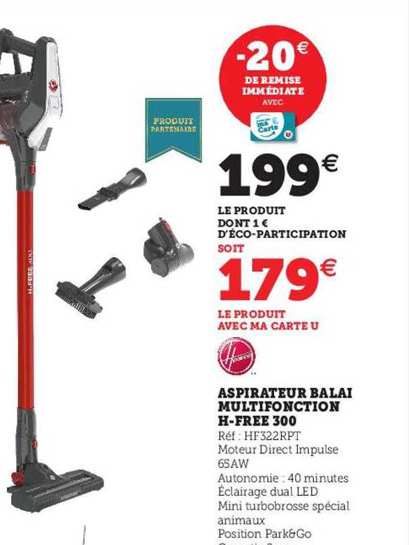 aspirateur balai multifonction h-free 300 hoover