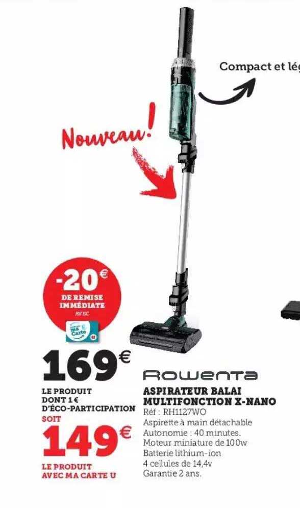 aspirateur balai multifonction x-nano rowenta