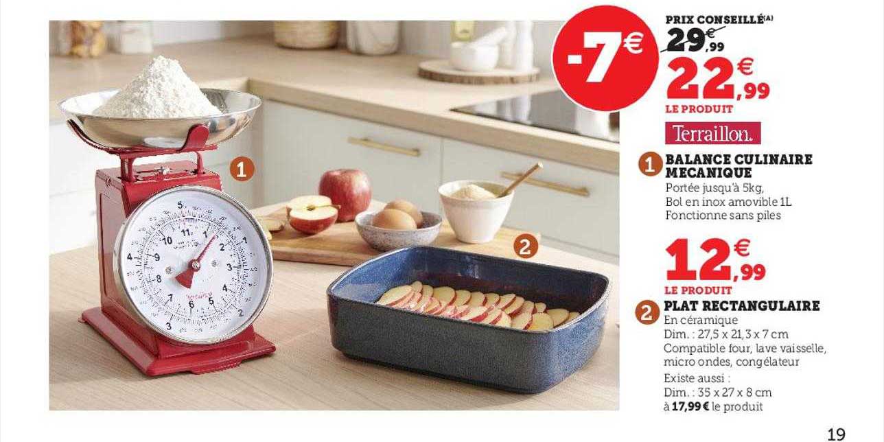 balance culinaire mécanique, plat rectangulaire