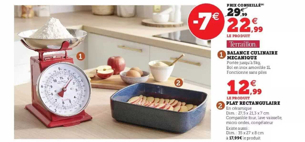 balance culinaire mécanique terraillon, plat rectangulaire