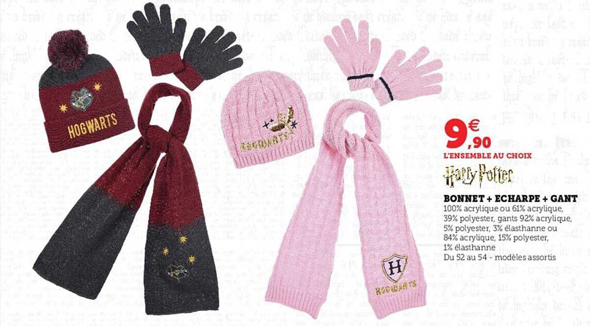 bonnet + écharpe + gant harry potter