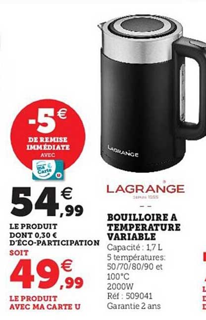 bouilloire à température variable lagrange