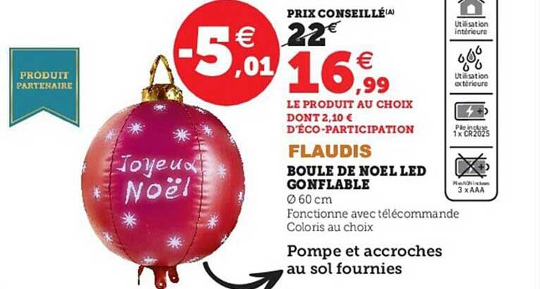 boule de noël led gonflable flaudis
