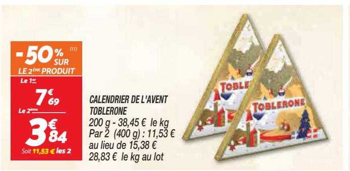 calendrier de l'avent toblerone