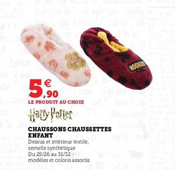 chaussons chaussettes enfant harry potter