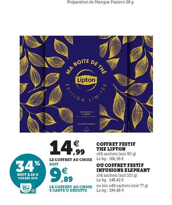 coffret festif thé lipton ou coffret festif infusion éléphant