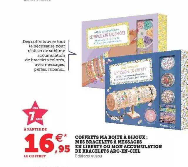 coffrets ma boîte à bijoux : mes bracelets à messages en liberté ou mon accumulation de bracelets arc-en-ciel