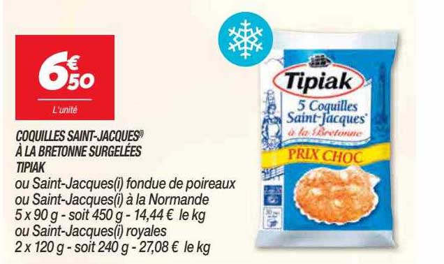 coquilles saint-jacques à la bretonne surgelées tipiak