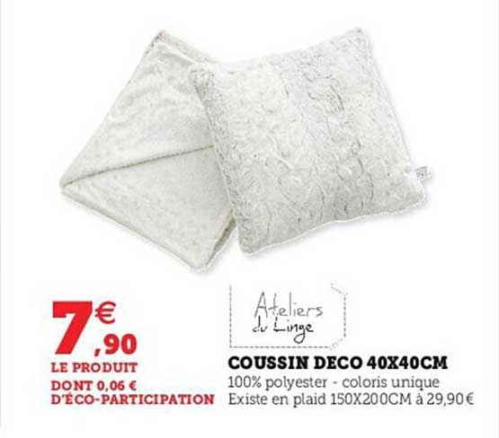 coussin déco 40x40 cm ateliers de linge