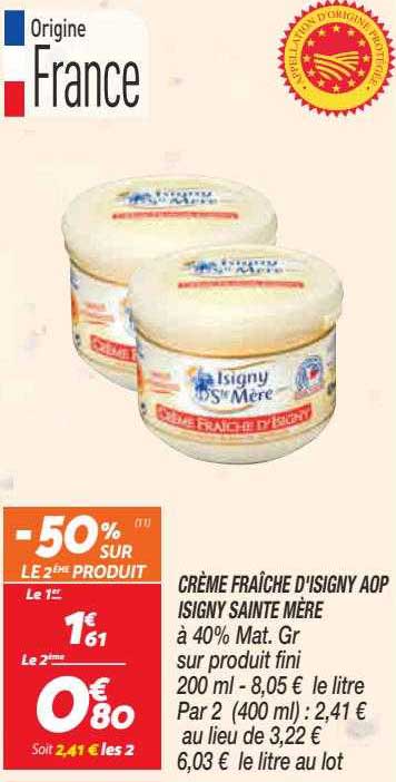 crème fraîche d'isigny aop isigny sainte mère