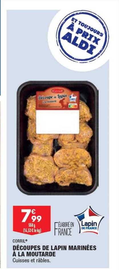 découpes de lapin marinées à la moutarde corril