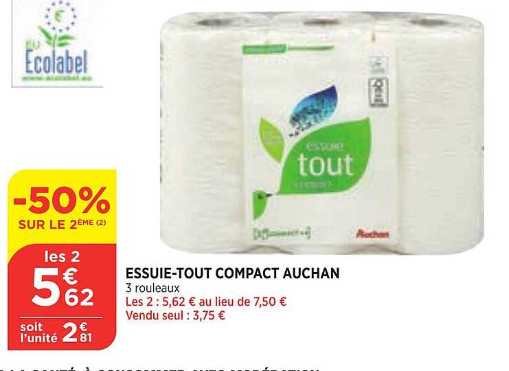 Essuie-tout Compact Auchan Ecolabel