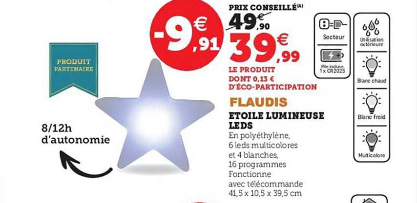étoile lumineuse leds flaudis