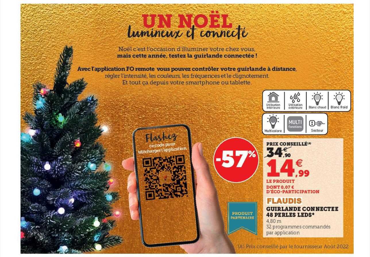 guirlande connectée 40 perles leds flaudis