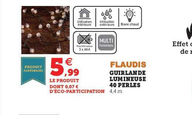 guirlande lumineuse 40 perles flaudis