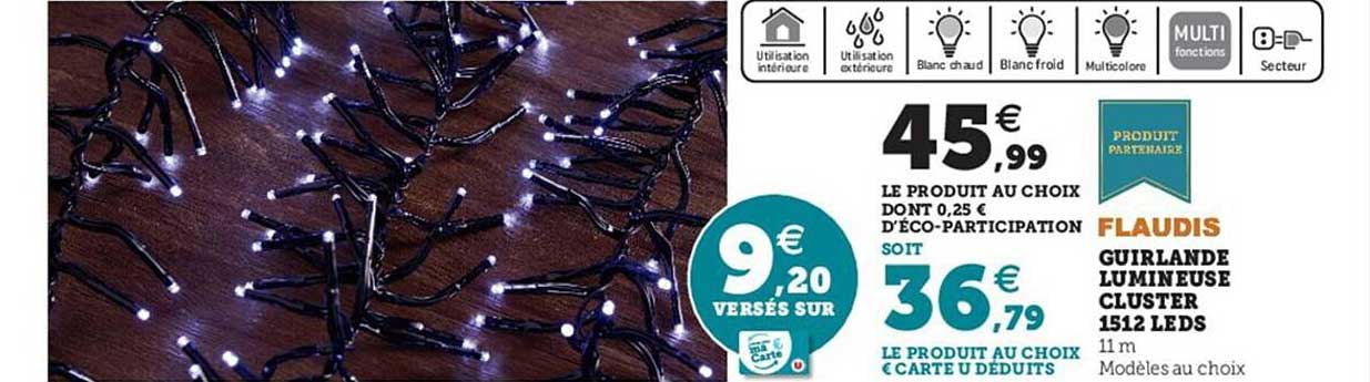 guirlande lumineuse cluster 1512 leds flaudis