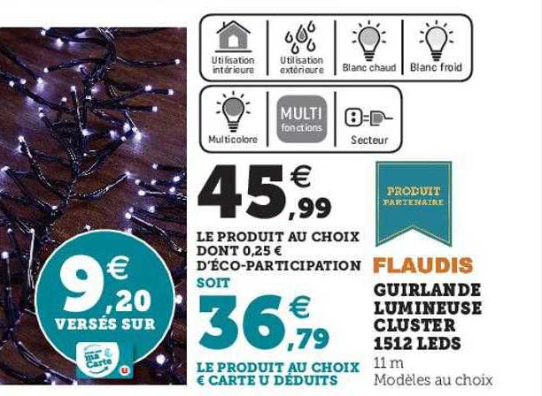 guirlande lumineuse cluster 1512 leds flaudis