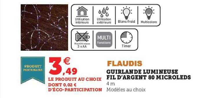 guirlande lumineuse fil d'argent 80 microleds flaudis