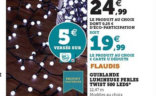 guirlande lumineuse perles twist 500 leds flaudis