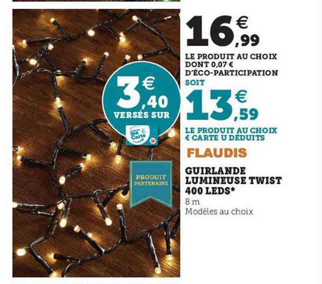 guirlande lumineuse twist 400 leds flaudis
