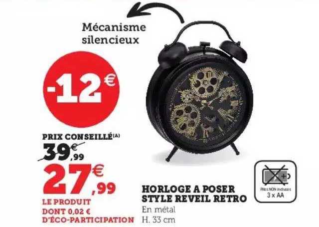 Horloge à Poser Style Réveil Retro