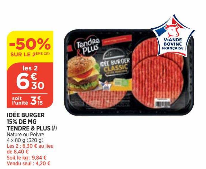 idée burger 15% de mg tendre & plus