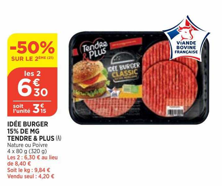idée burger 15% de mg tendre & plus