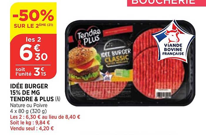 idée burger 15% de mg tendre & plus