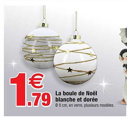 la boule de noël blanche et dorée