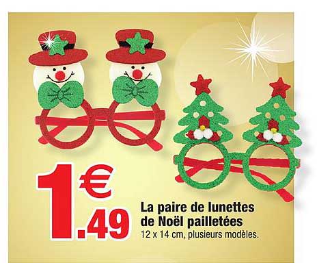 la paire de lunettes de noël pailletées