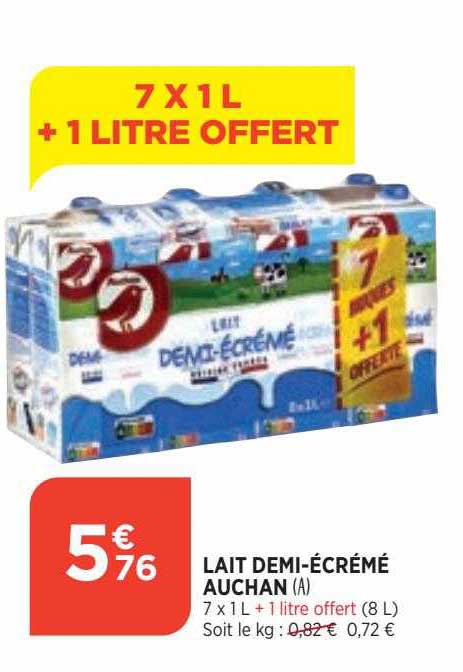 lait demi-écrémé auchan