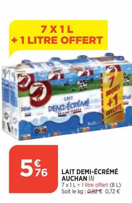 lait demi-écrémé auchan