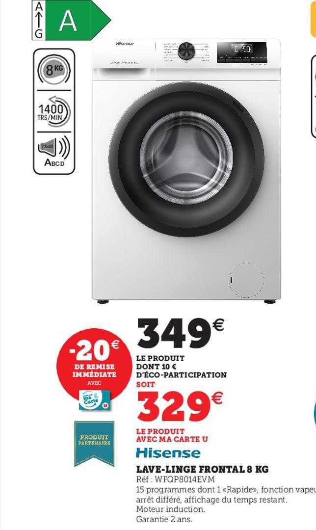 lave-linge frontal 8 kg hisense