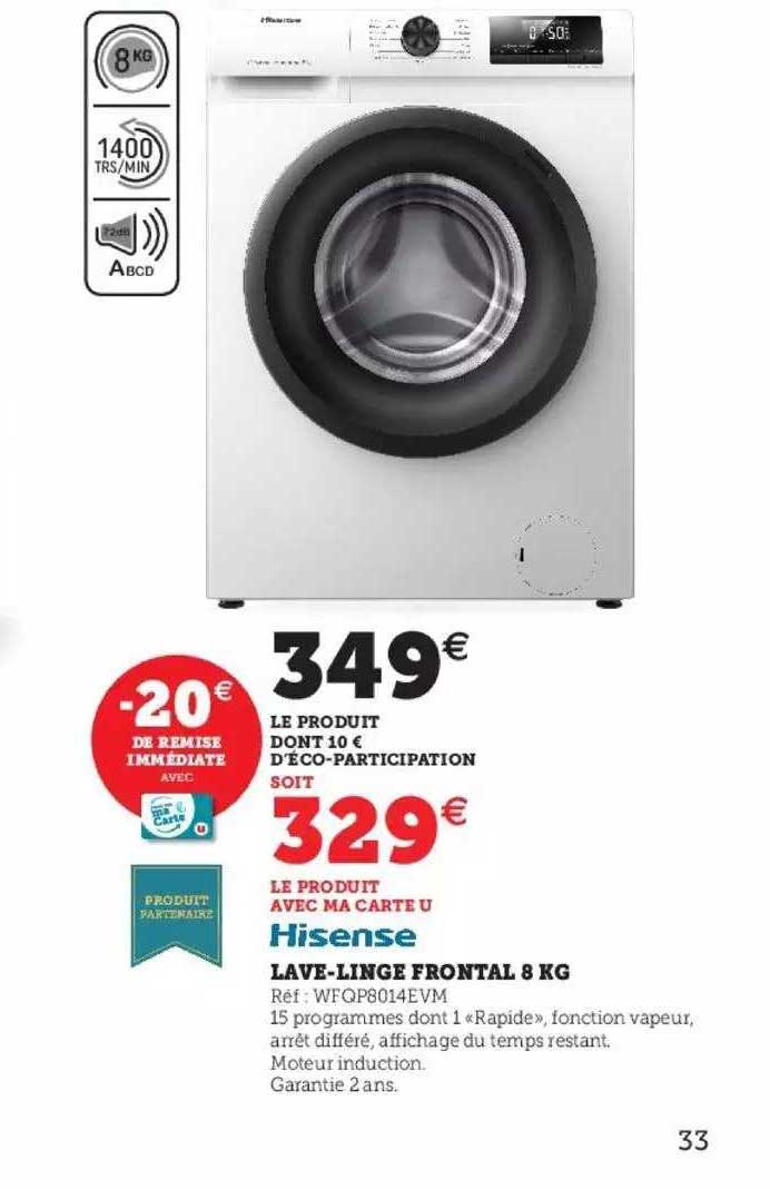 lave-linge frontal 8 kg hisense
