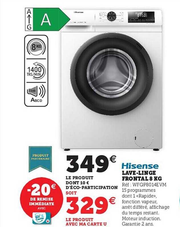 lave-linge frontal 8 kg hisense