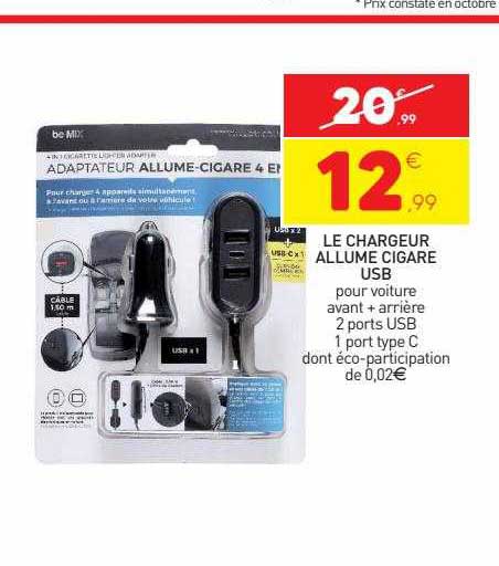 le chargeur allume cigare usb