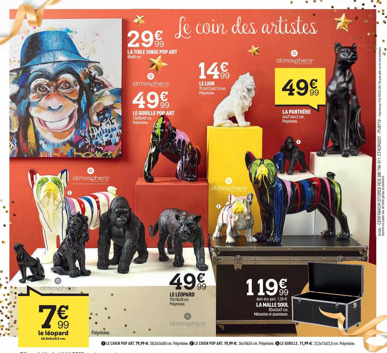 le léopard, le gorille pop art, la toile singe pop art, le lion, la panthère, la malle soul