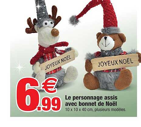 le personnage assis avec bonnet de noël