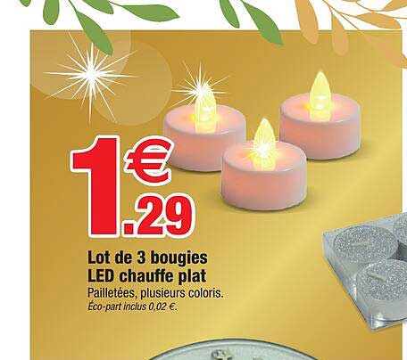 lot de 3 bougies led chauffe plat