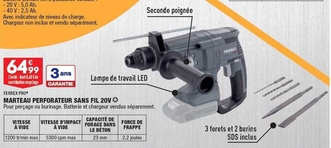 Marteau Perforateur Sans Fil 20v Ferrex Pro