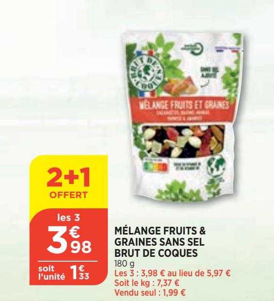 Mélange Fruits & Graines Sans Sel Brut De Coques