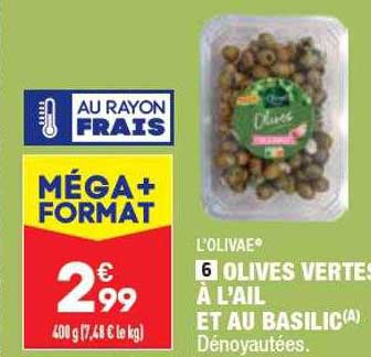 Olives Vertes à L'ail Et Au Basilic L'olivae